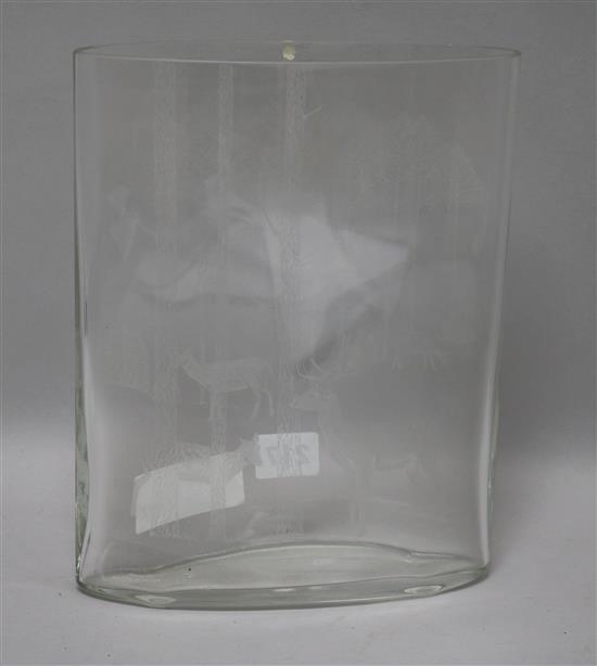 A Tapio Wirkala etched glass vase H.25cm.